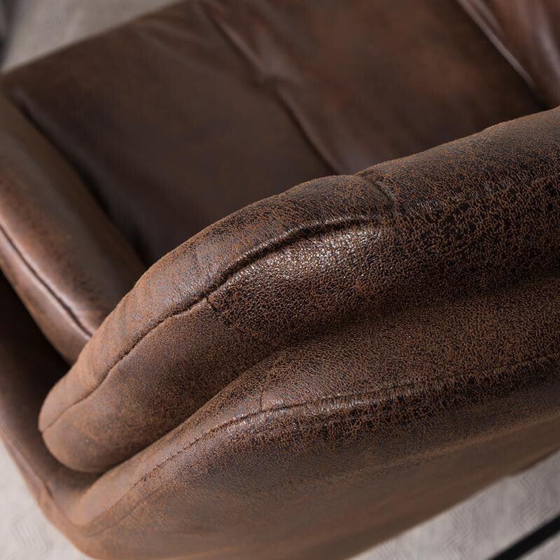 Brown PU Leather Accent Chair with Metal Legs – Tufted Lounge Armchair