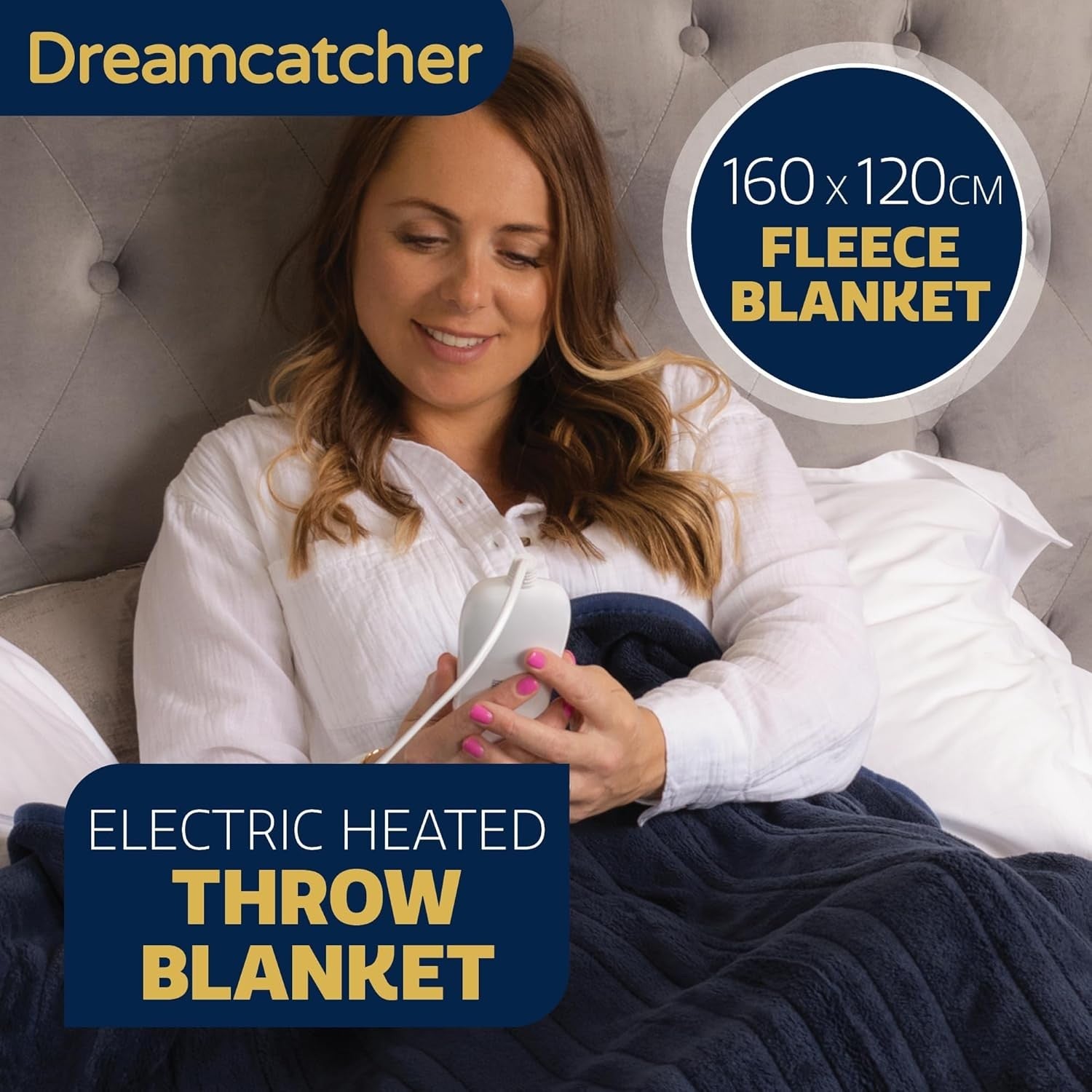 Electric Heated Throw Blanket 160x120cm Fleece 9 Heat Timer Washable