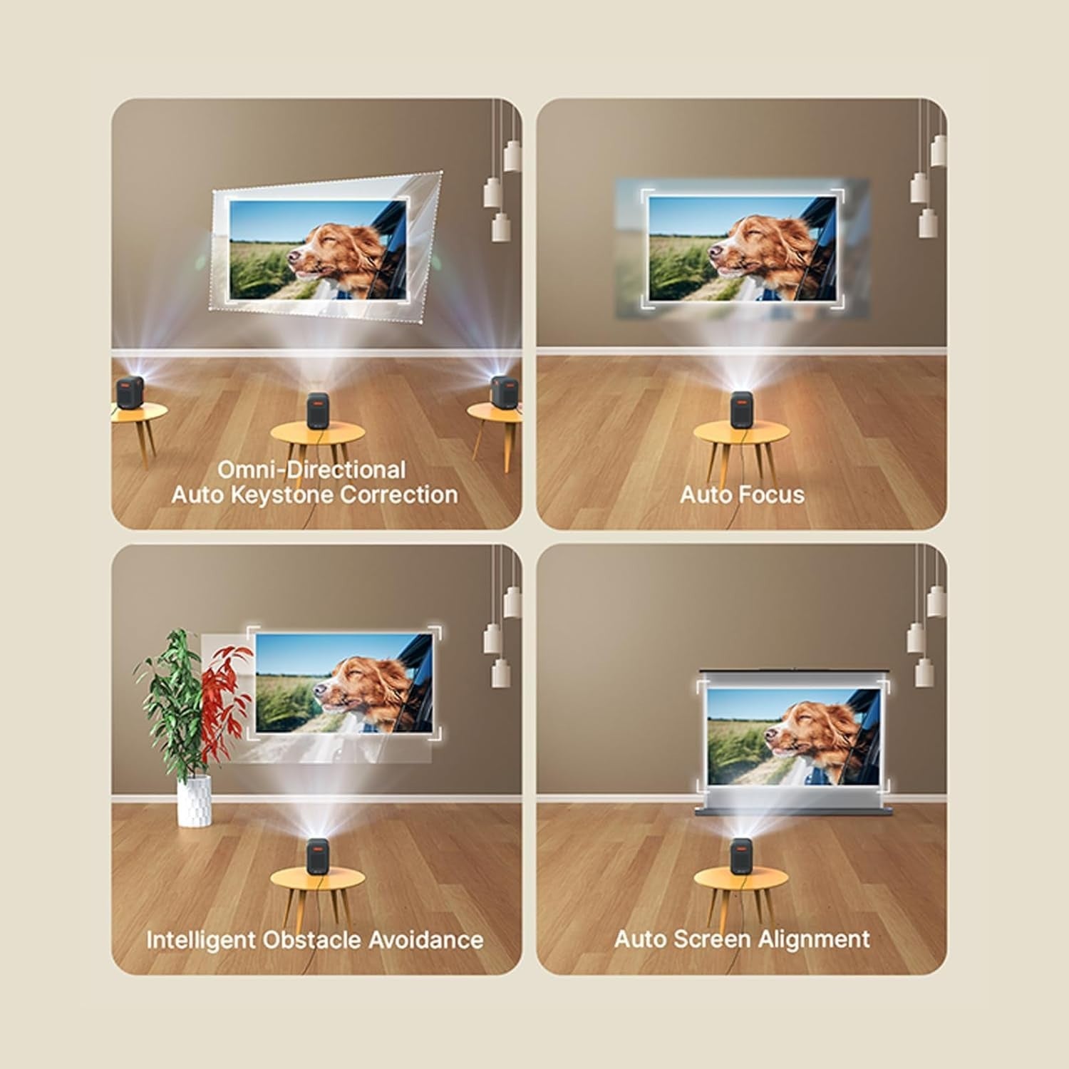 Portable 1080P Smart Projector Google TV Auto Focus WiFi Home Cinema