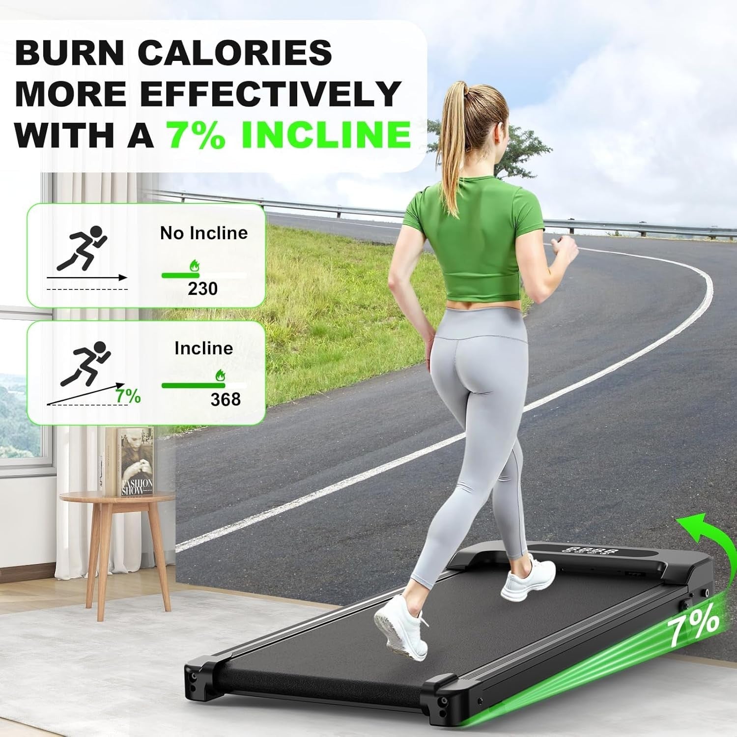 Compact Walking Treadmill Under Desk 8km/h Portable Home Gym Incline