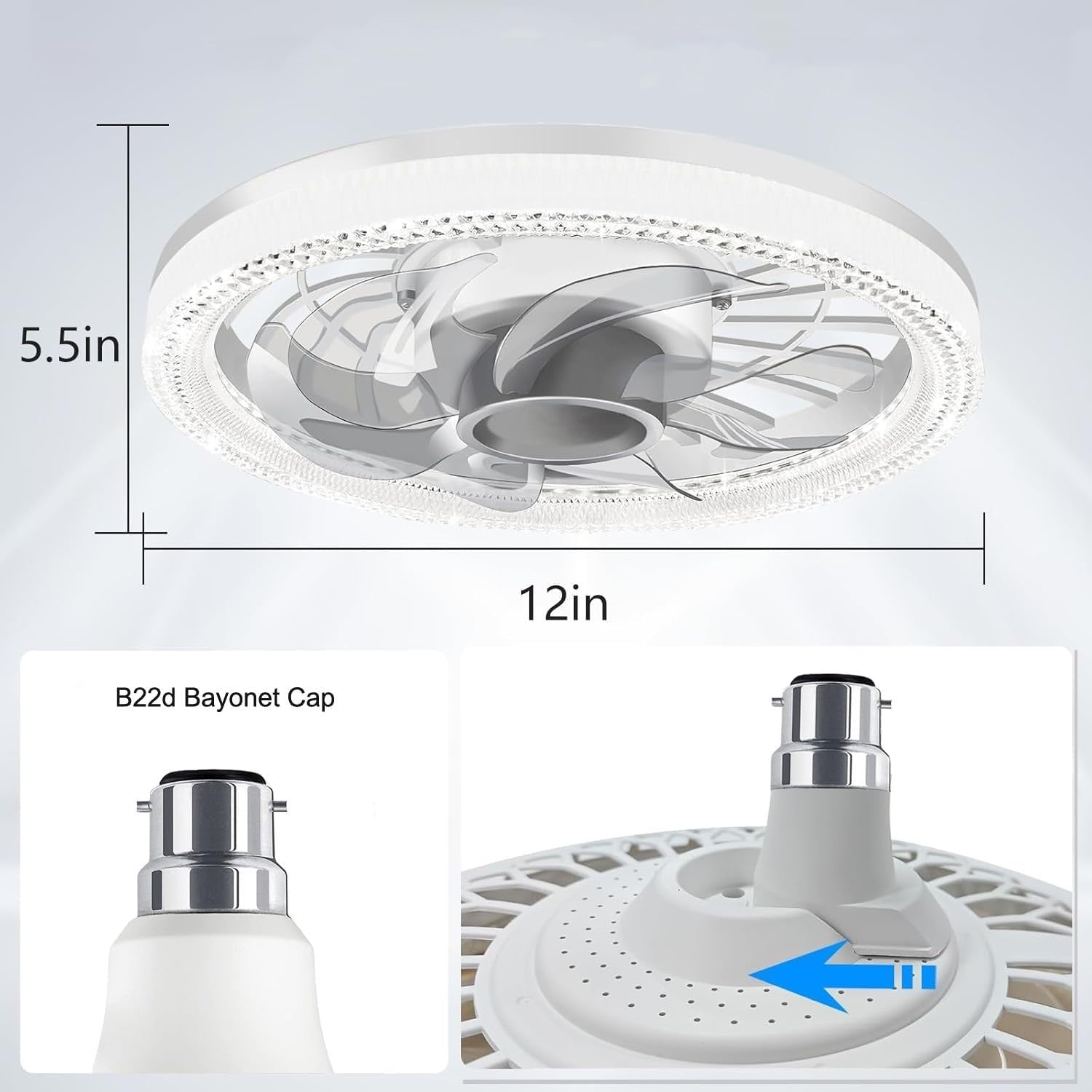 HZSANUE 50W Ceiling Fan with Lights Remote 3 Speeds Dimmable LED