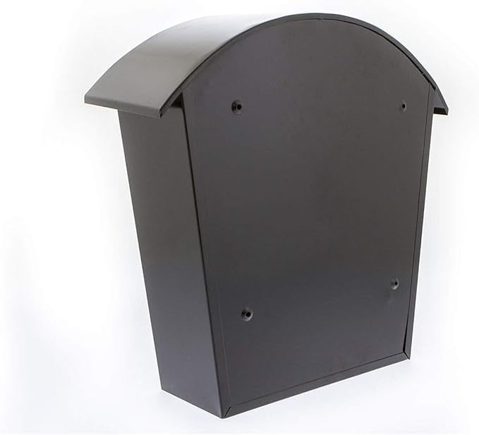 Lockable Wall Mounted Mailbox Black Steel Weatherproof Secure Box 36x37x13cm