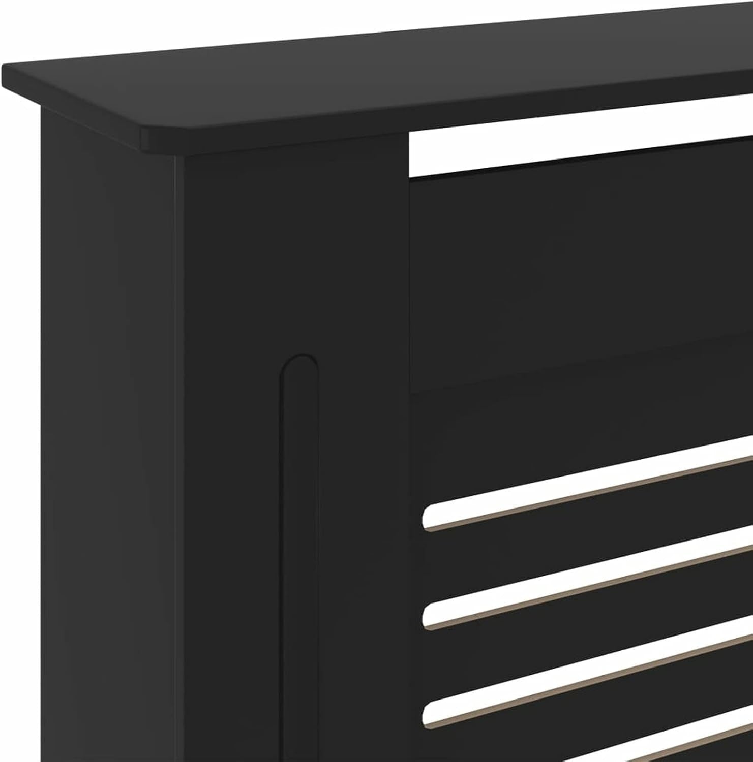 Black Radiator Cover Adjustable | Modern MDF Slatted Cabinet with Shelf