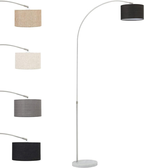 Arched Floor Lamp Adjustable Height Fabric Shade Standing Light