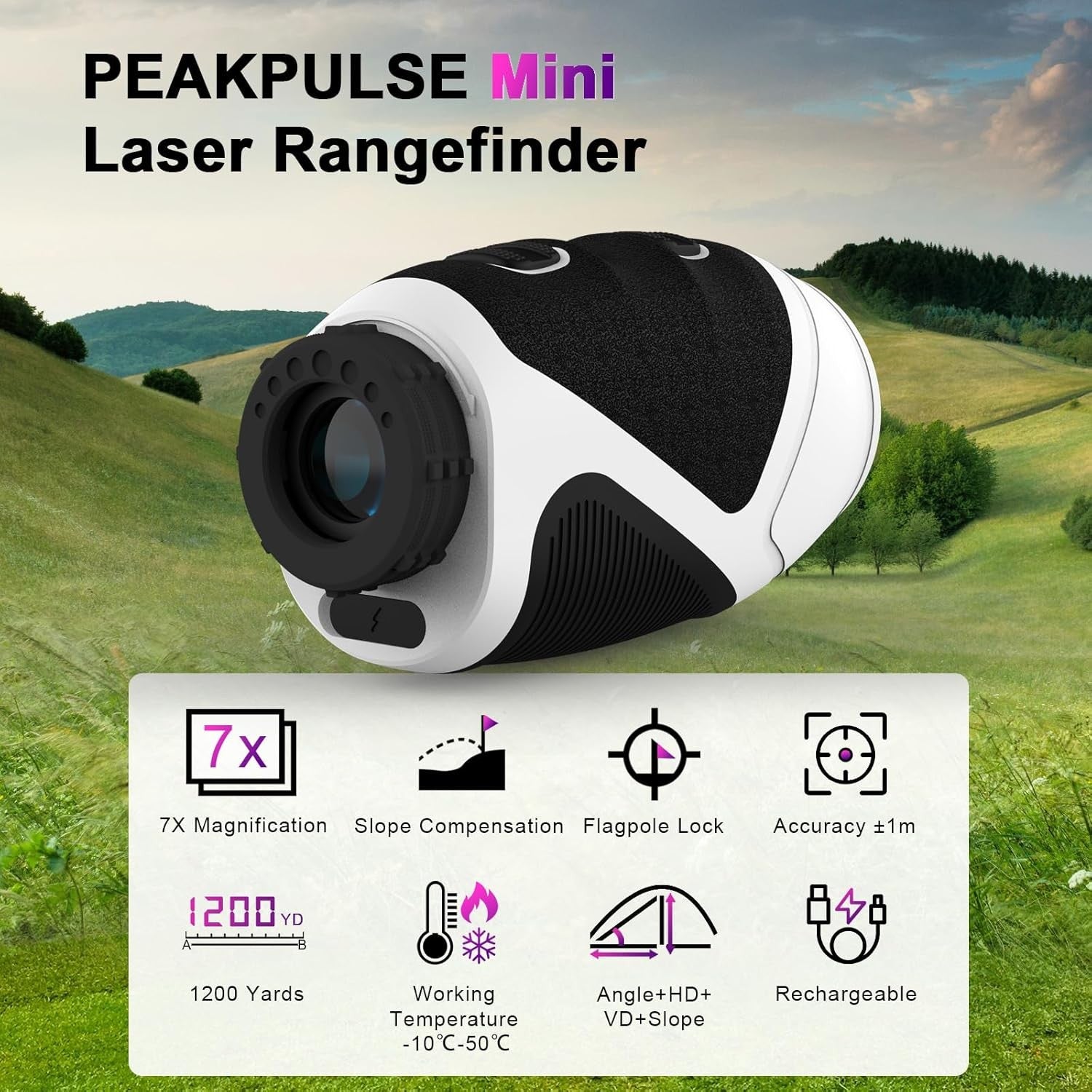 Golf Range Finder 1200 Yards Slope Flag Lock 7X Magnification Rechargeable