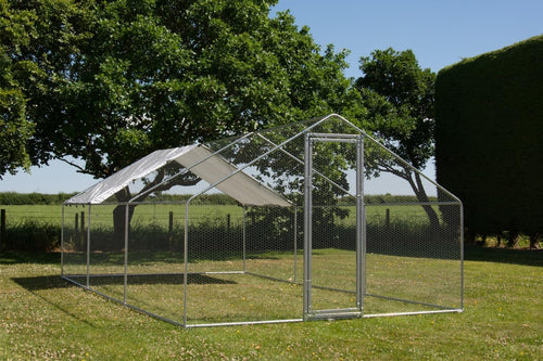 Extra Large Walk In Poultry Run Galvanised Steel Secure Door Roof 3x6m