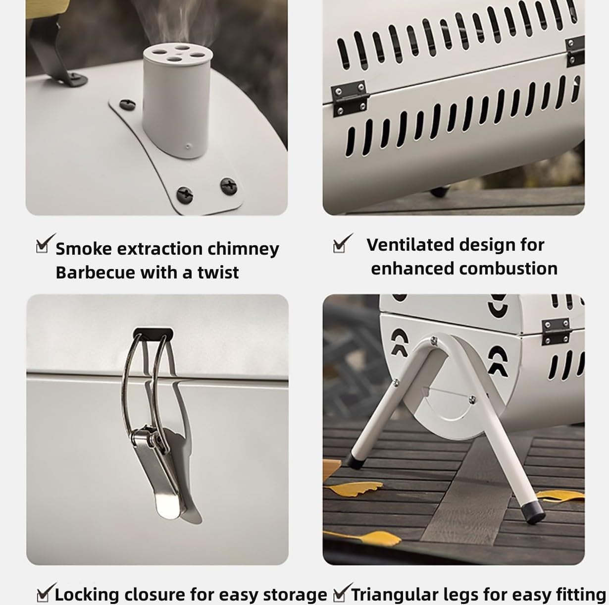 Portable Stainless Steel Charcoal BBQ Grill Foldable Double-Sided