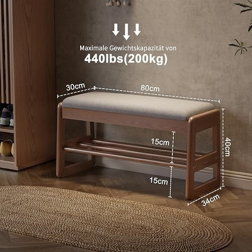 2-Tier Wooden Shoe Bench with Flip-Top & Cushioned Seat for Entryway