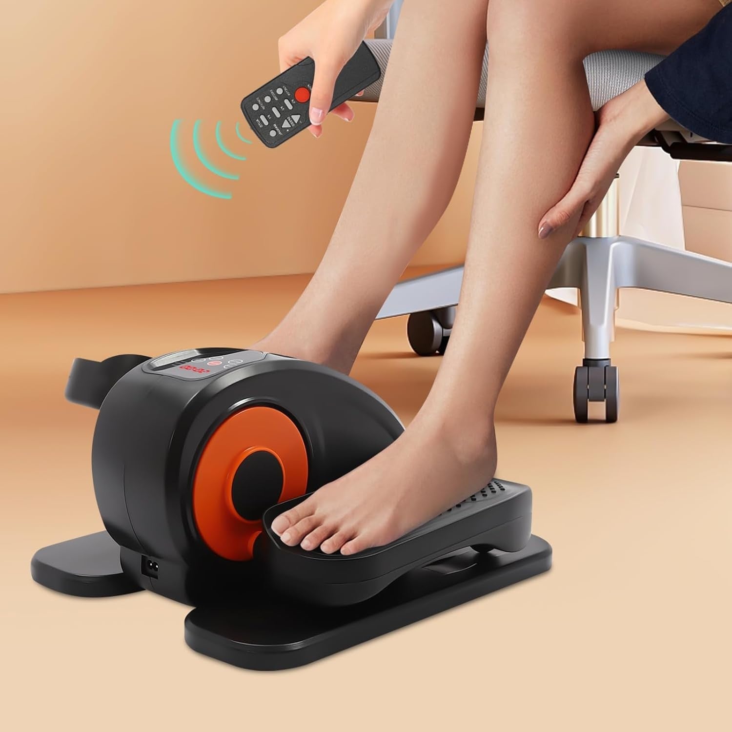 Mini Under Desk Elliptical Pedal Exerciser Quiet Electric Seated Leg Trainer