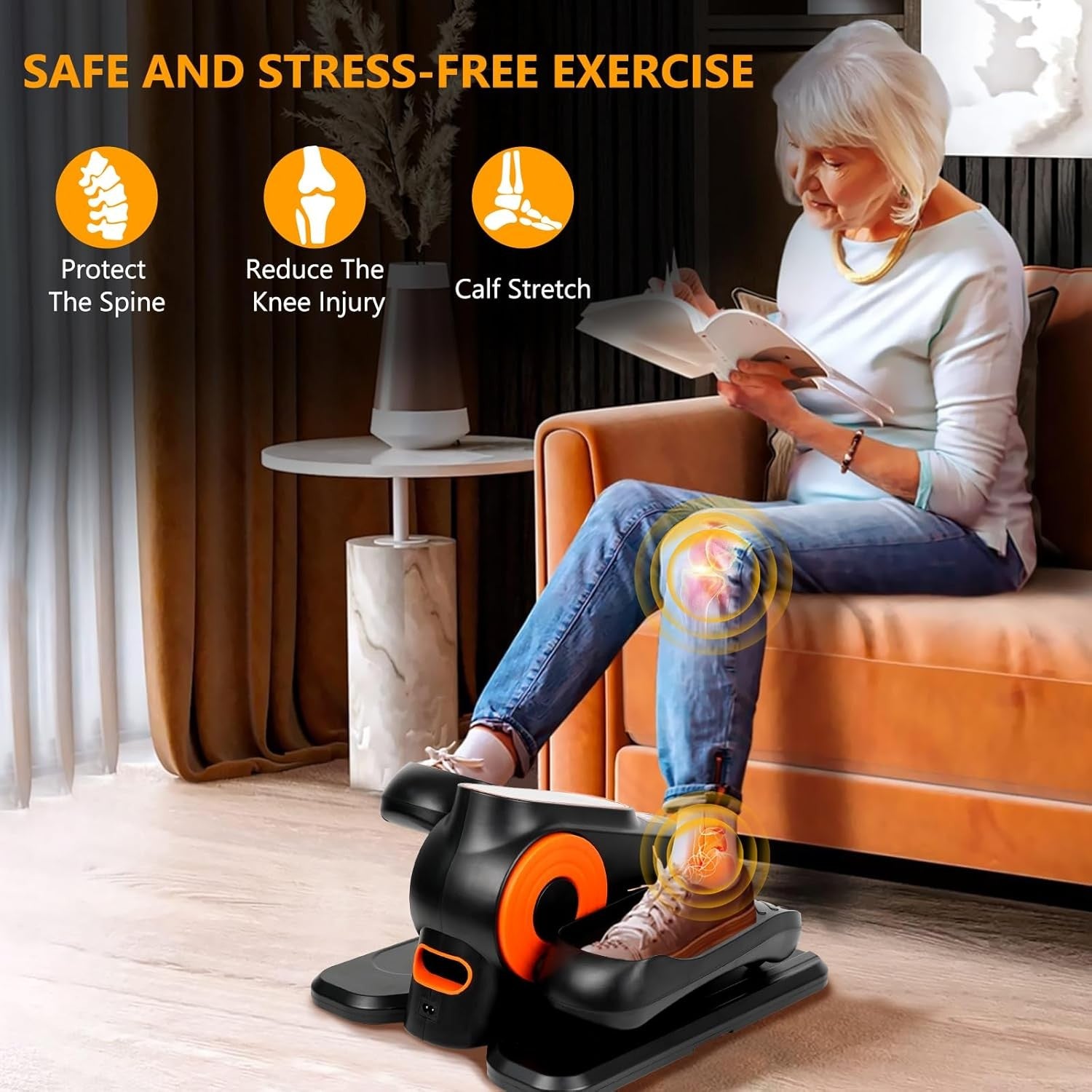 Under Desk Elliptical Trainer Electric Quiet Seated Pedal Leg Exerciser