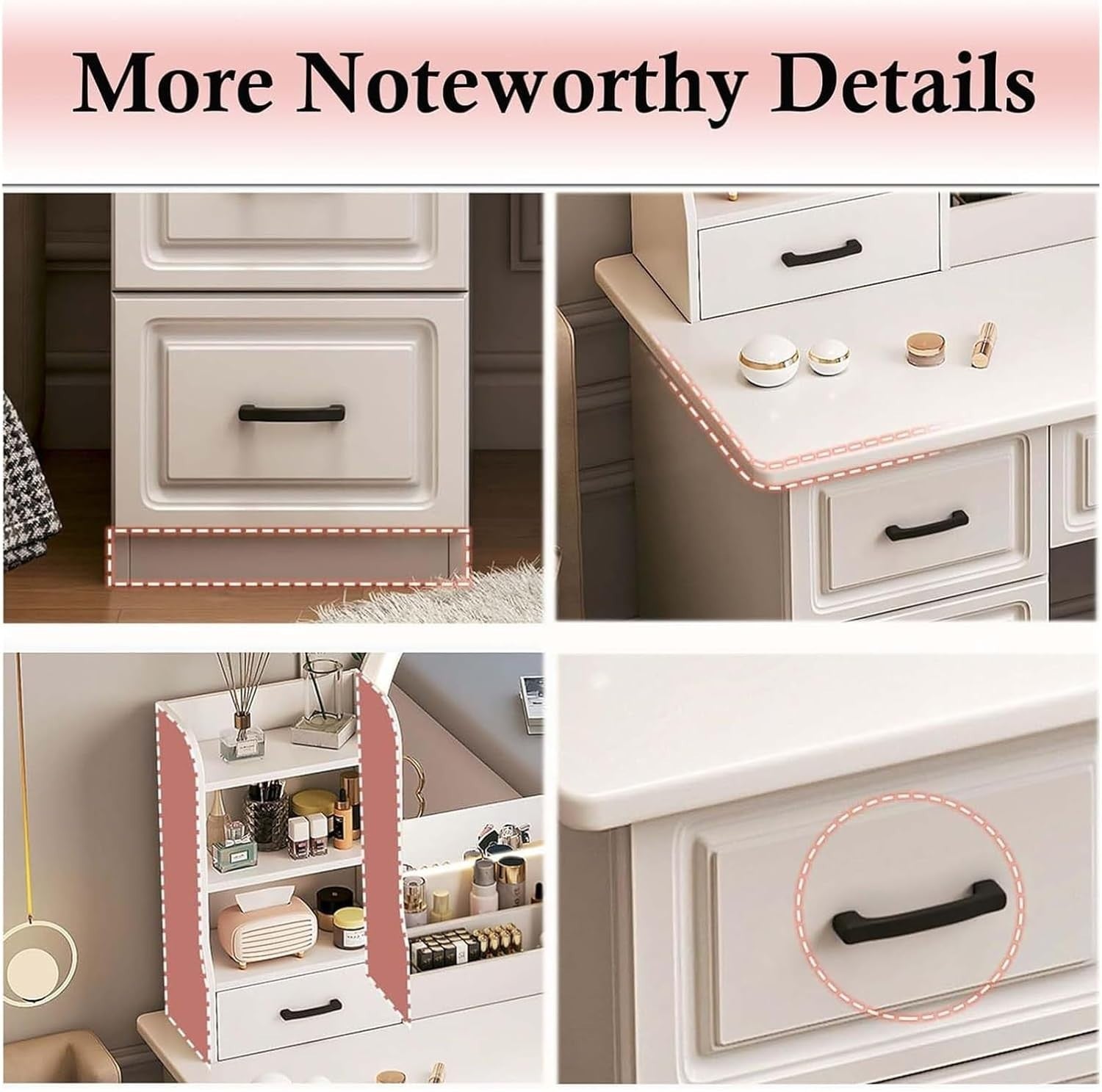 Modern Vanity Makeup Dressing Table Desk & Stool Set Minimalist Storage Drawer