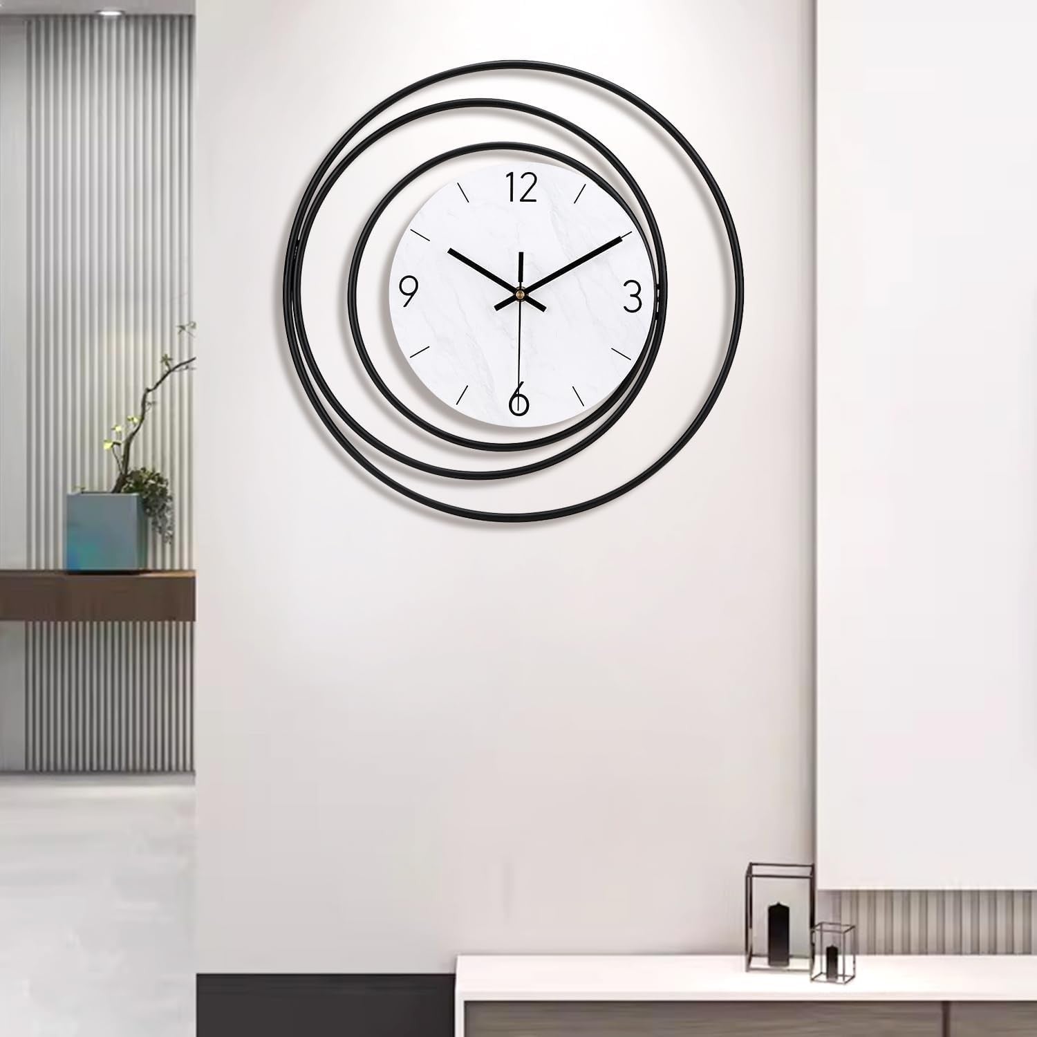 40cm Large Wall Clock Modern Silent Quartz | White Frame | Living Room Kitchen