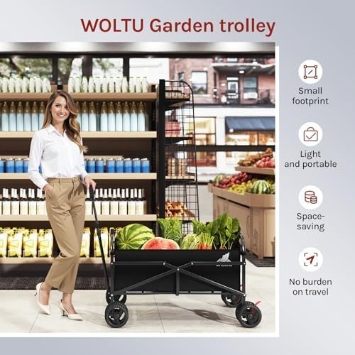 Folding Garden Trolley Wagon 80kg Heavy Duty Cart Beach Camping Wheels