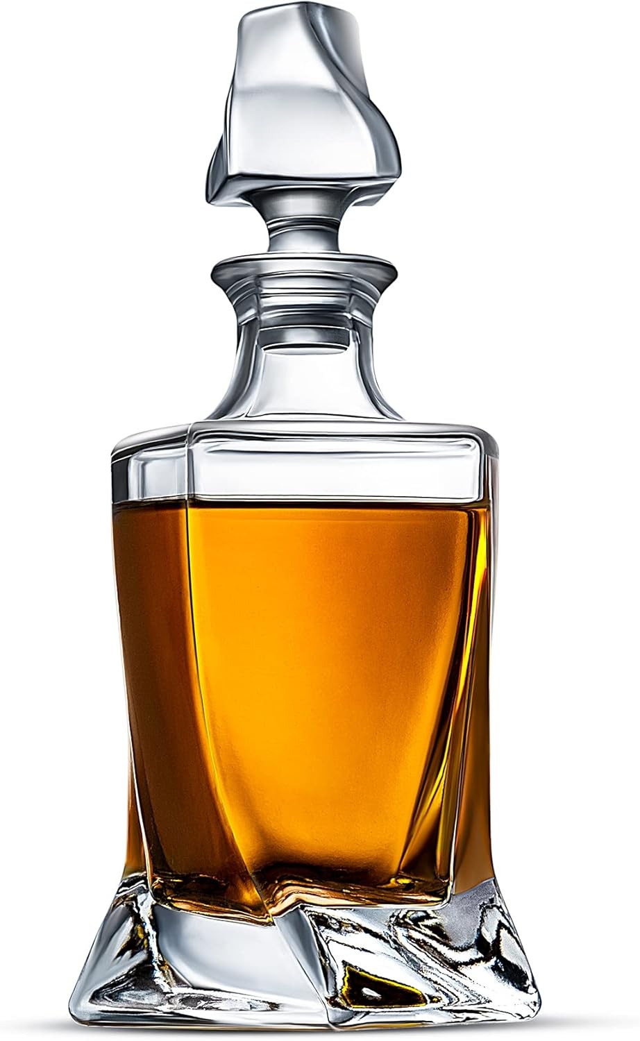 Twisted Whiskey Decanter 25oz Premium Glass Liquor Bottle with Stopper Gift