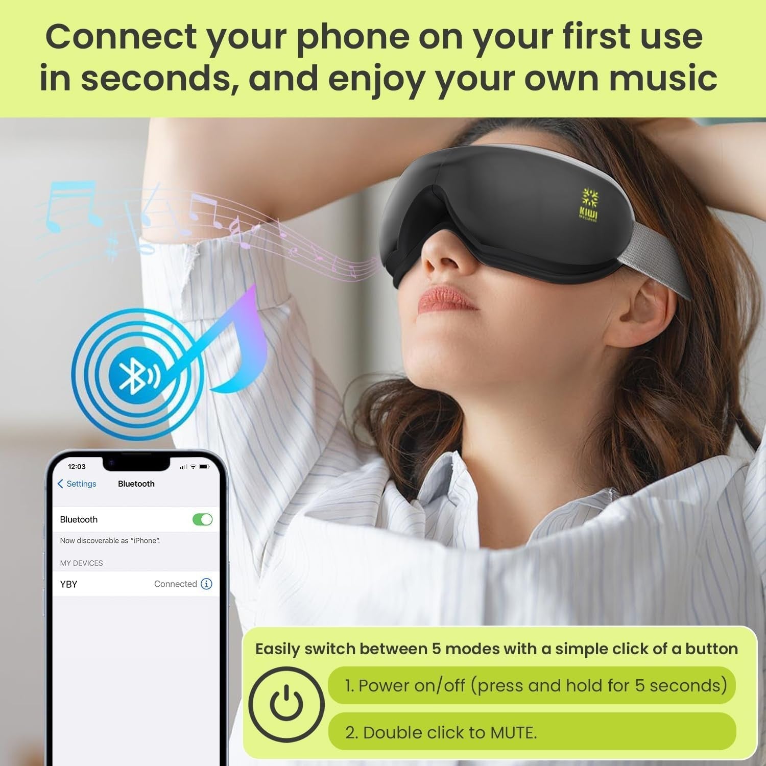 Heated Eye Massager Bluetooth Foldable Migraine Relief
