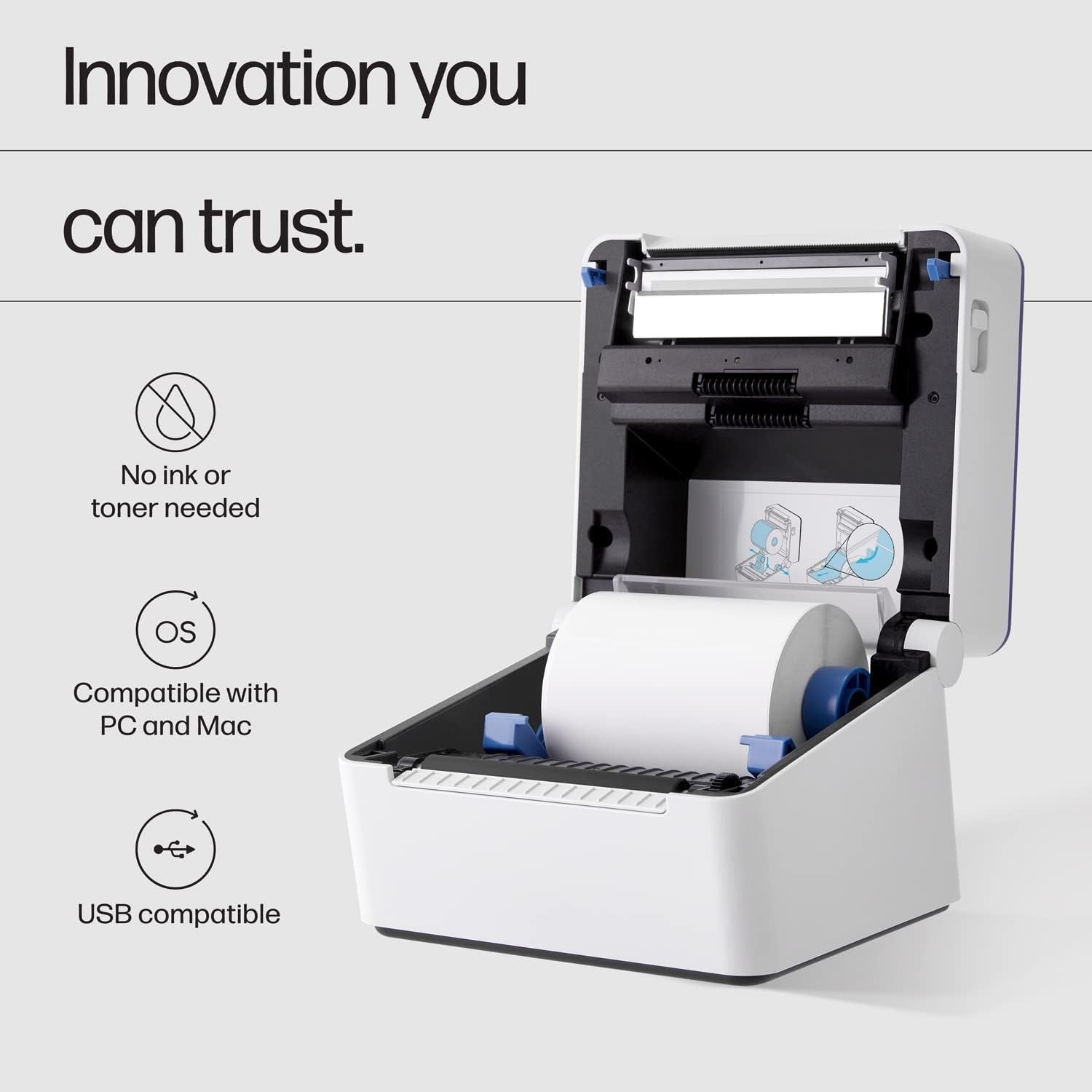 4x6 USB Thermal Label Printer White 203DPI High-Speed Shipping & Barcode Printer