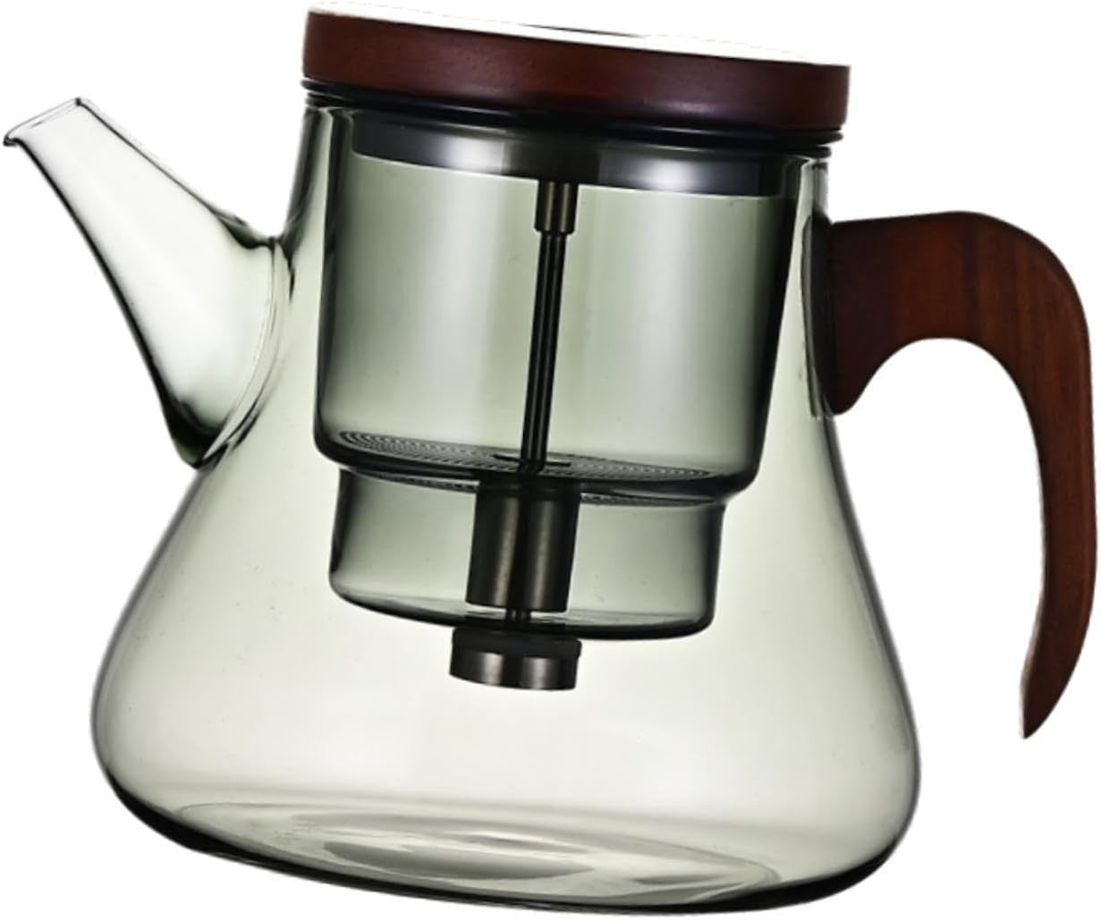 700ml Glass Teapot with Tea Strainer Water Separation Wood Handle