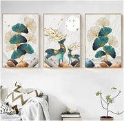 3-Piece Abstract Ginkgo Wall Art Canvas Prints Bedroom Living Room