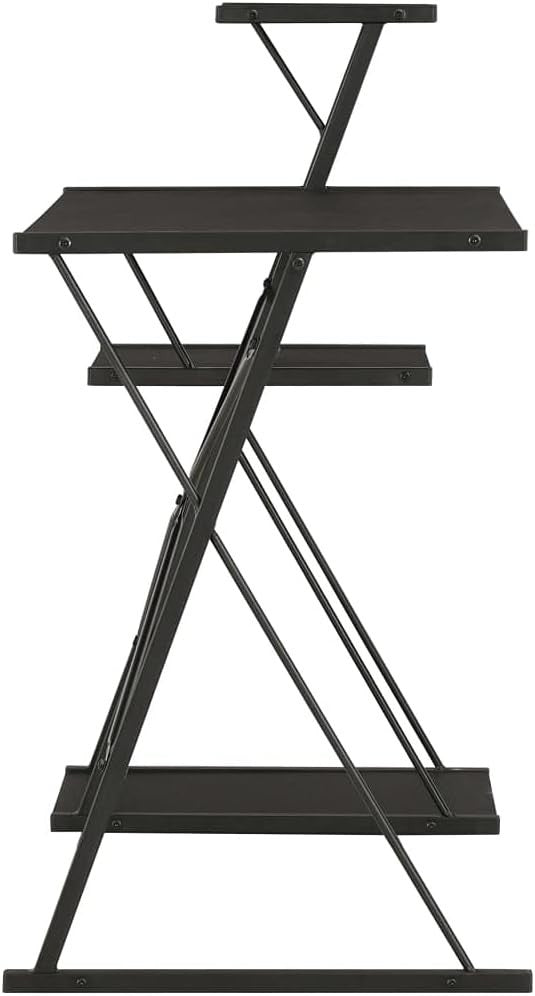 Z-Shaped Computer Desk with Shelves 116x50x93cm – Black Home Office Workstation