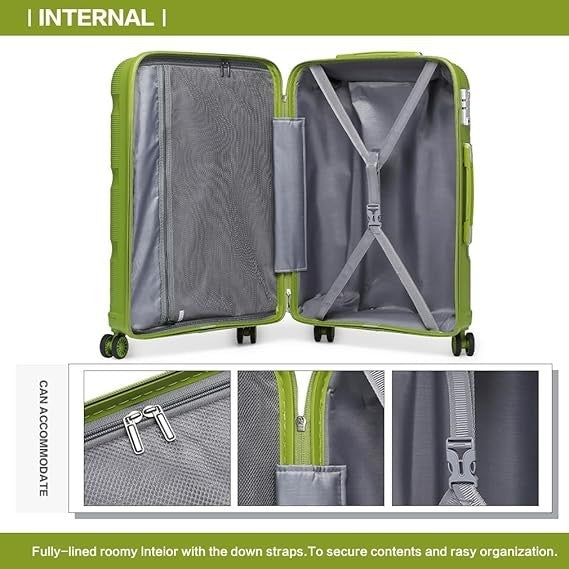 24 Inch Hard Shell Suitcase Lightweight PP 4 Spinner Wheels TSA Lock