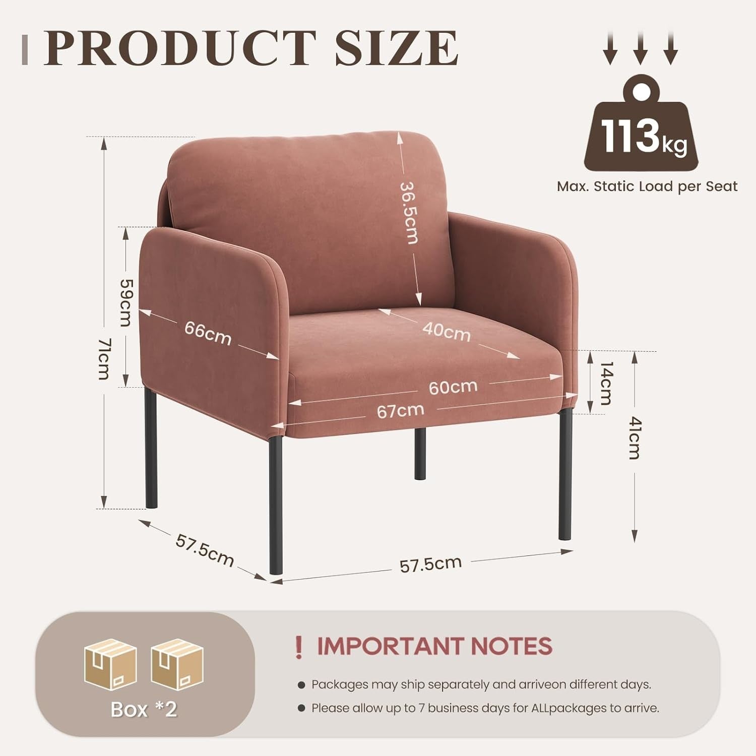 Velvet Upholstered Accent Armchair Padded Lounge Chair Pink
