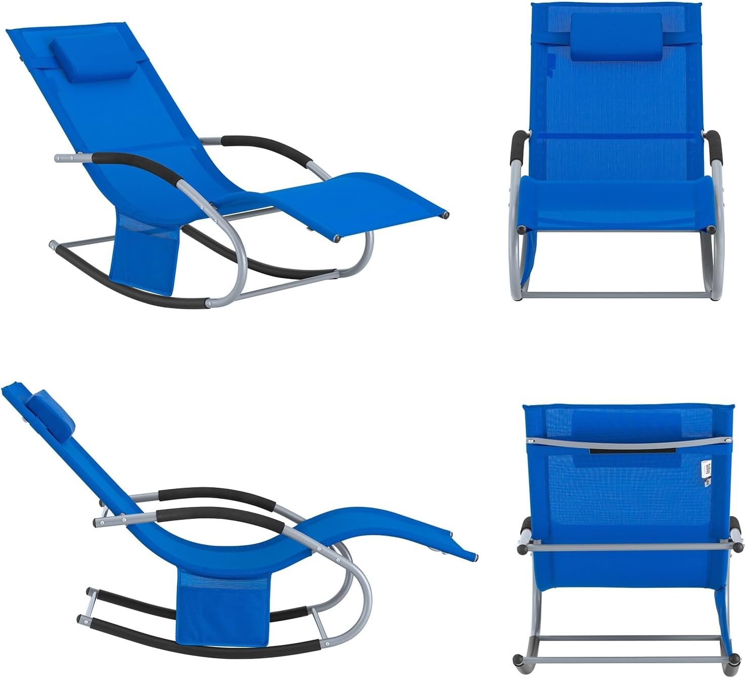 Rocking Sun Lounger Recliner Chair Cushion Garden Pool Patio Outdoor