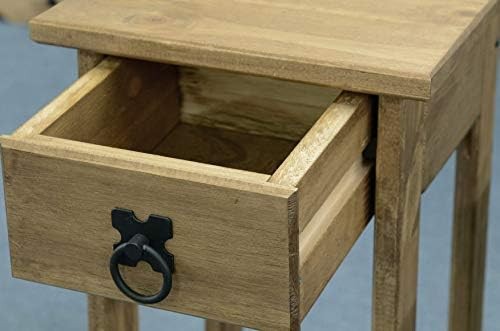 3X Rustic Pine Wood Plant Stands | Tall Nesting Tables with Drawer Storage Set