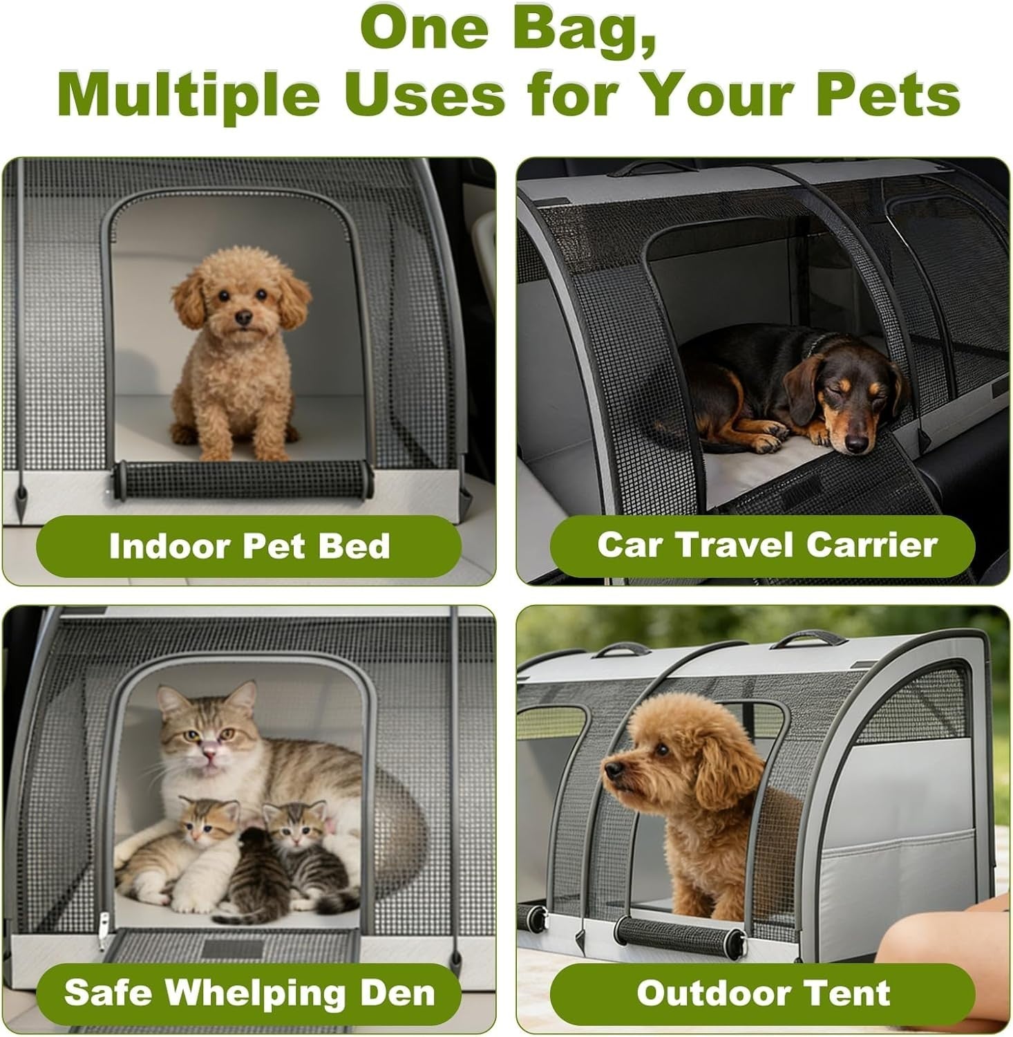 Foldable Dog Crate Carrier 100cm Pet Travel Car Seat Dual Door Bag