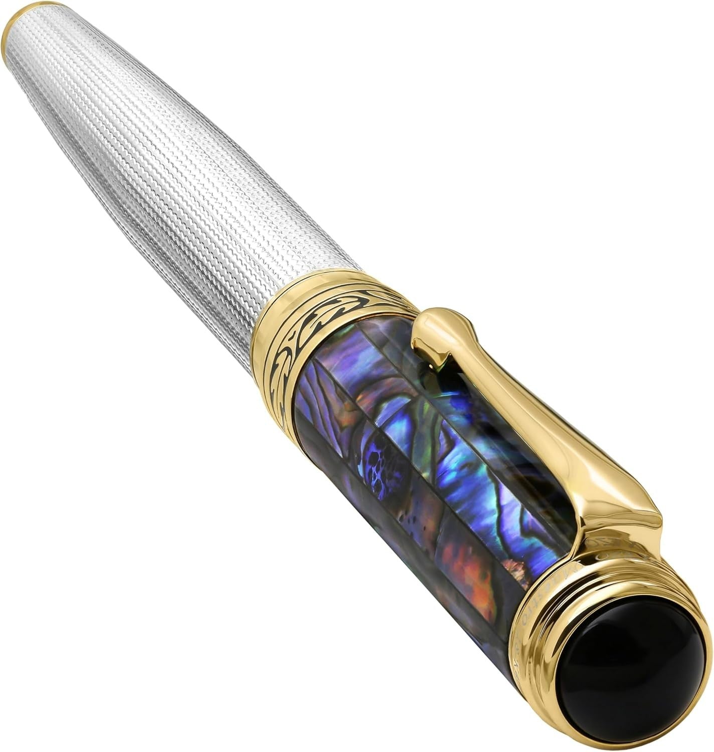 Luxury Blue Pāua Sea Shell Fountain Pen Medium Nib Refillable 148mm