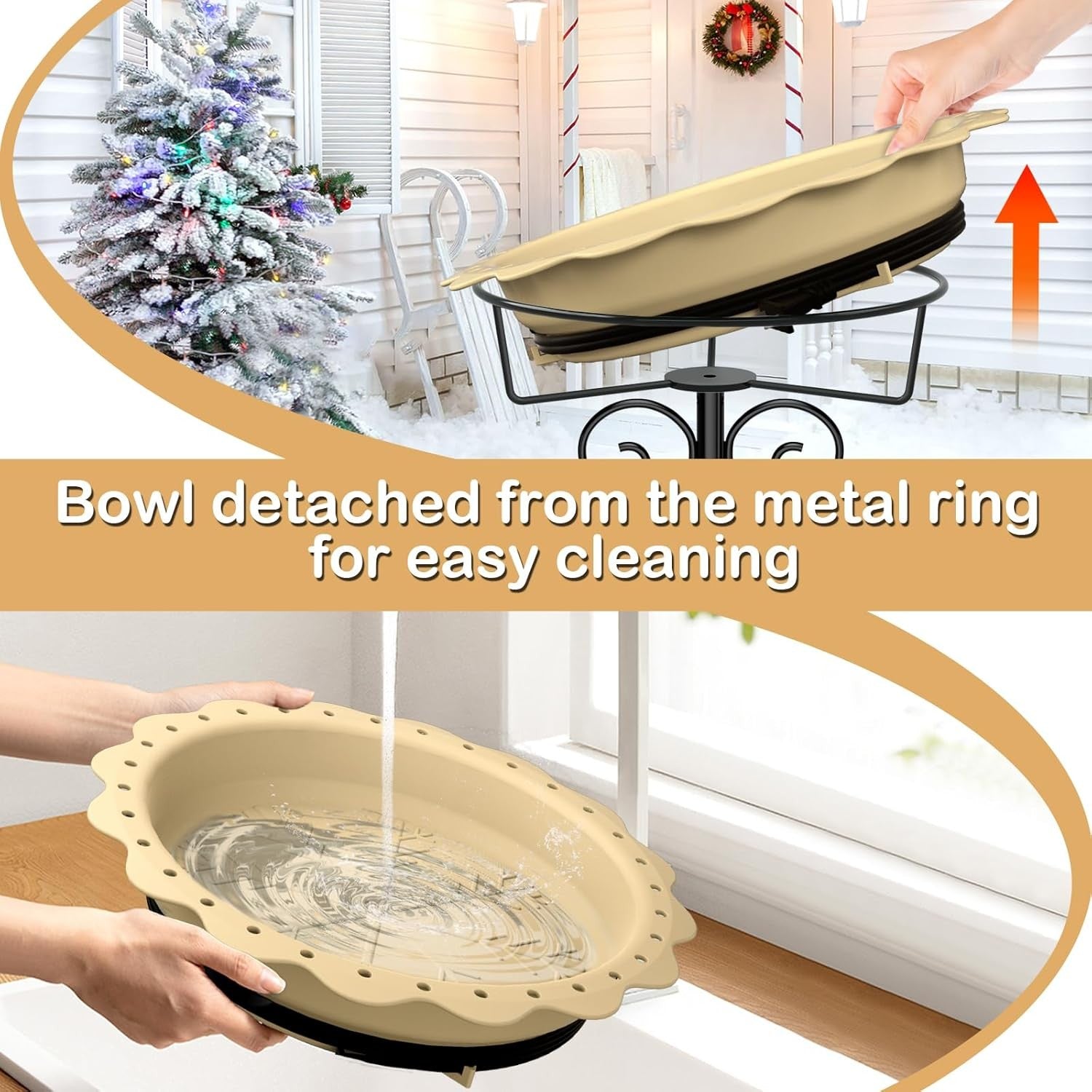 Heated Bird Bath Outdoor Water Feeder 100W Thermostat Metal Stand Winter Safe