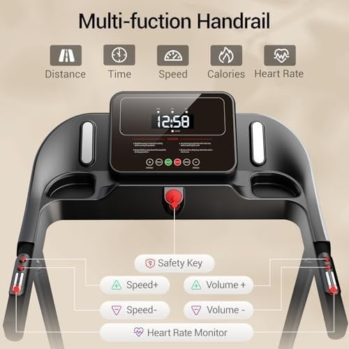 Folding Treadmill Home Gym 3HP Quiet Motor 12KM/H Adult Running Machine LCD