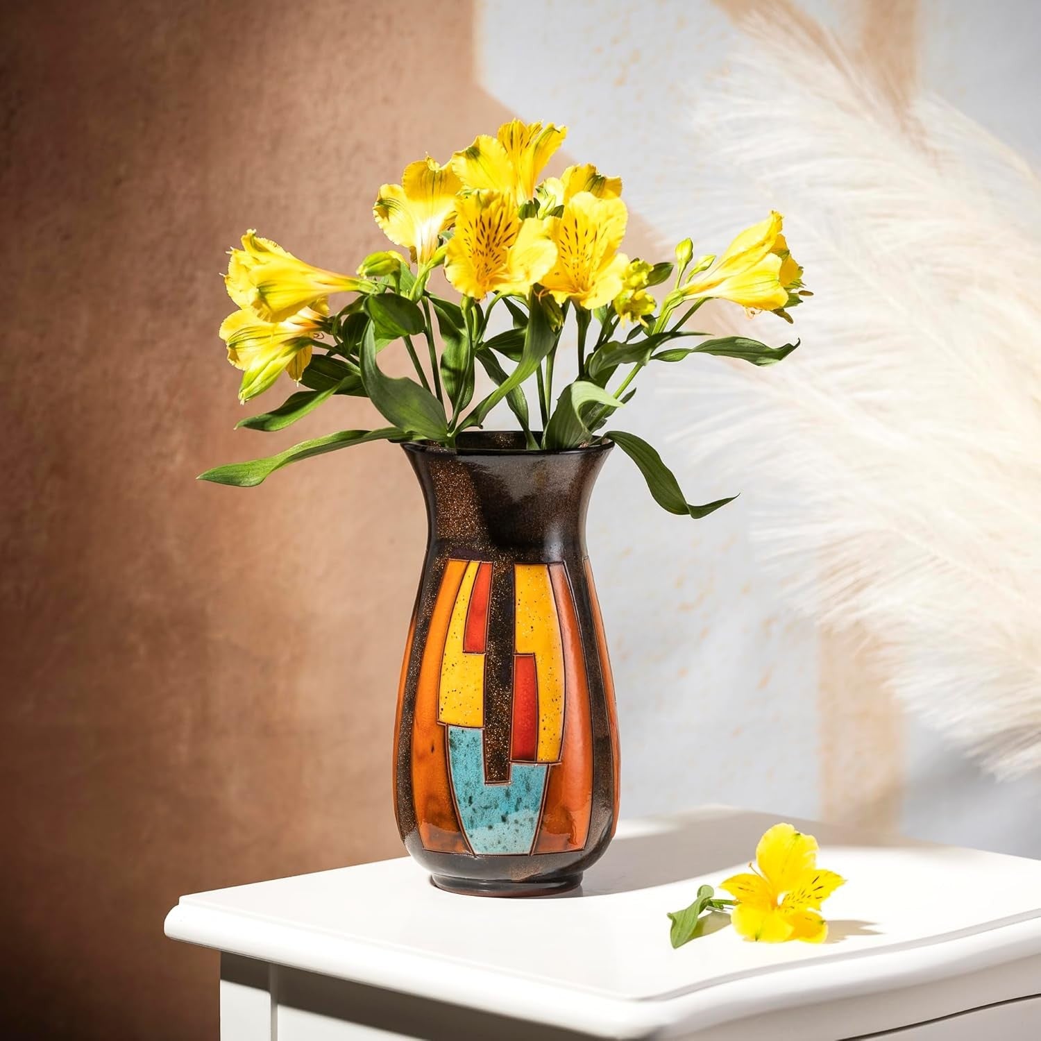 Handmade Ceramic Flower Vase 21cm Tall Glazed Art Home Décor Gift