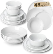 48pc Porcelain Dinnerware Set Plates Bowls Microwave Dishwasher Safe