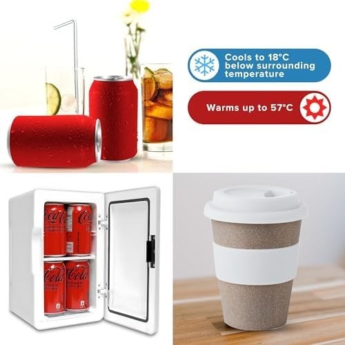 6L Mini Fridge White Retro Cooler & Warmer Portable 12V AC/DC