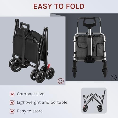 Folding Garden Trolley Wagon 80kg Heavy Duty Cart Beach Camping Wheels