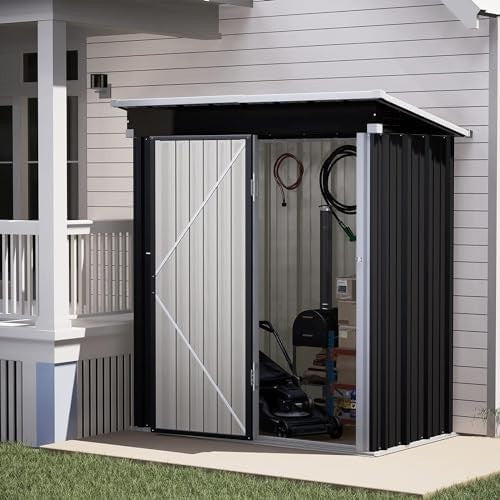 Metal Garden Shed 5x3ft Outdoor Waterproof Storage with Lockable Door Grey