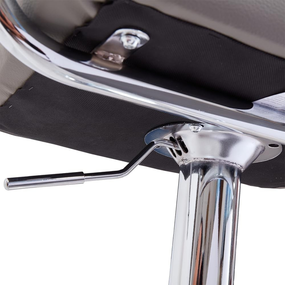 White Faux Leather Adjustable Swivel Bar Stool with Armrest