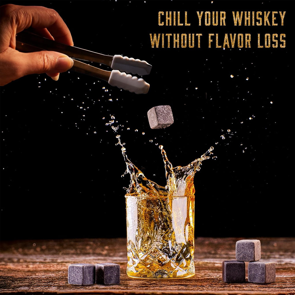 700ml Whiskey Decanter Gift Set with Glasses Stones Tongs in Luxury Gift Box