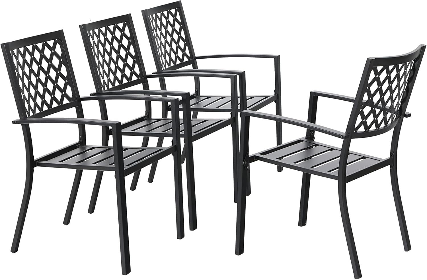 4 Metal Patio Dining Chairs Stackable Garden Bistro Outdoor Deck Set