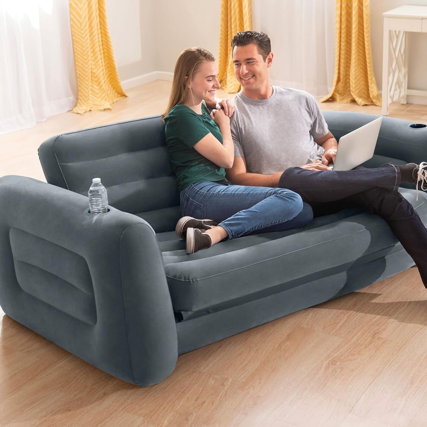 Inflatable Queen Sofa Bed Couch Futon Quick Inflate Sleep Lounge 2-Seater