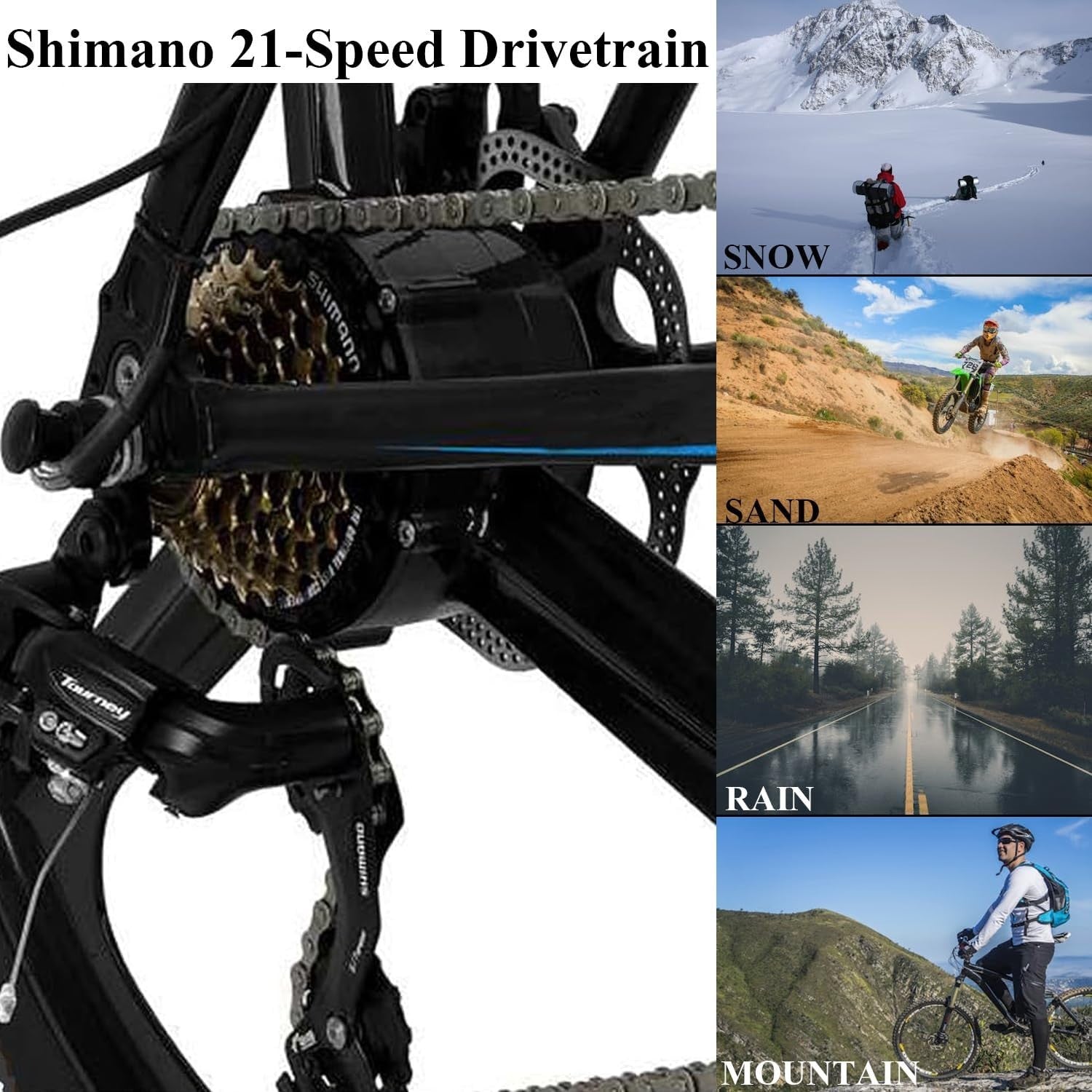 26" Mens Mountain Bike 21-Speed Disc Brakes Off-Road Shock Absorber