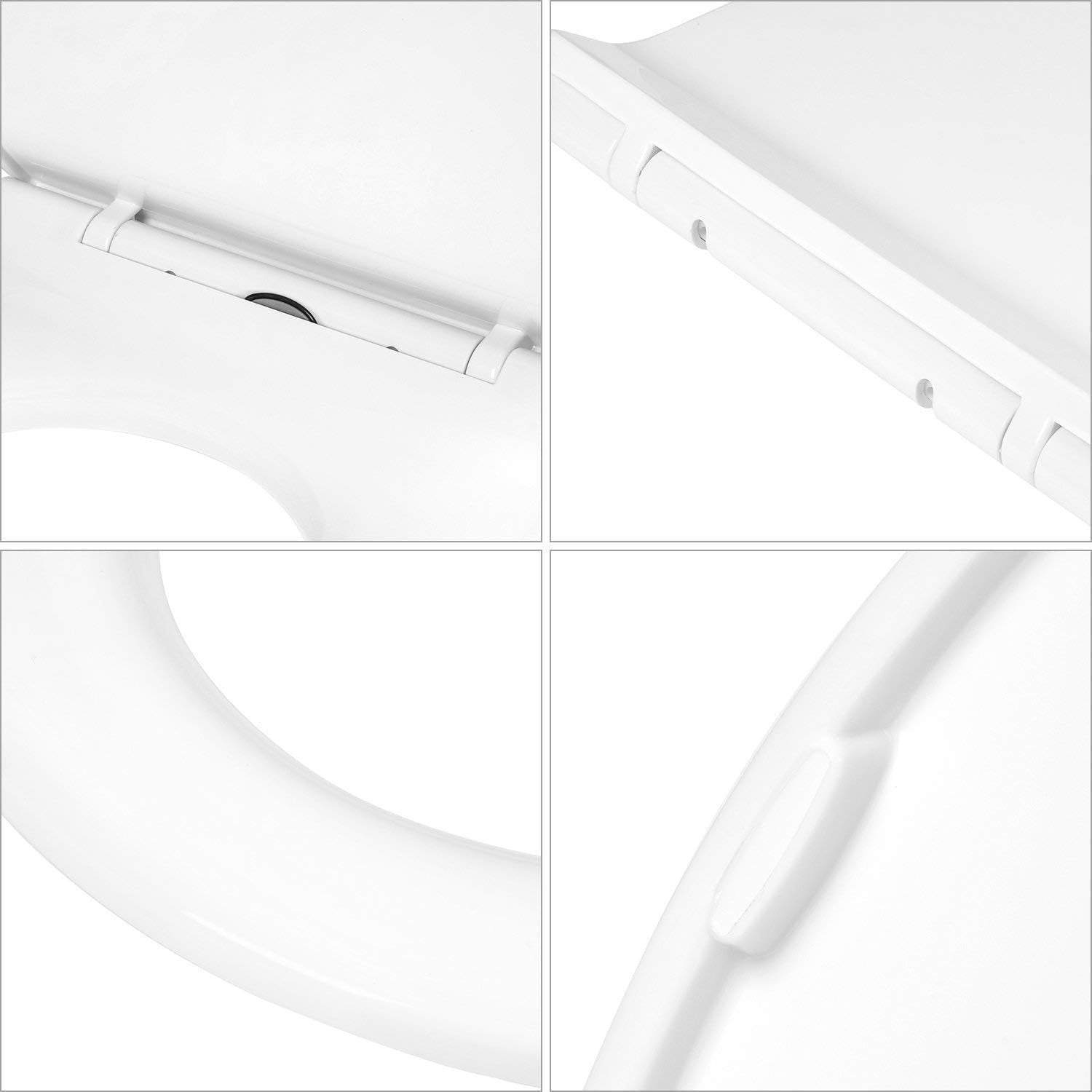 D-Shape Slim Toilet Seat Soft Close Quick Release Top Fix Luxury 47x36cm