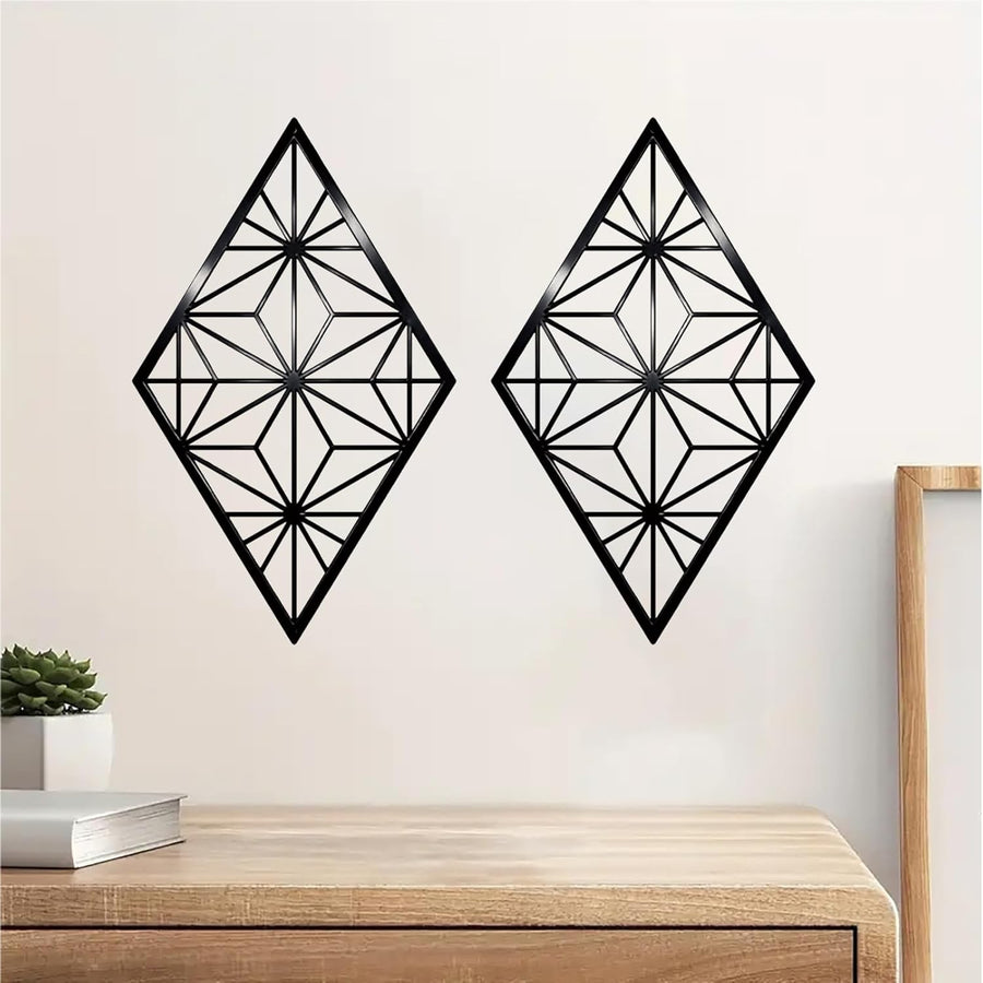 Modern Abstract Metal Wall Art Set Minimalist Geometric Hanging Decor Black