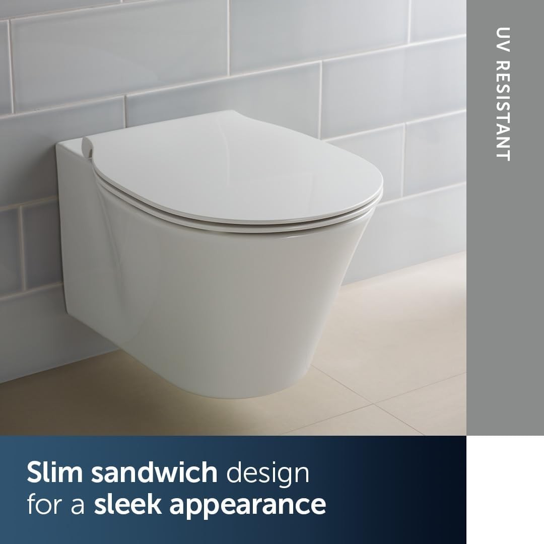 Connect Air Toilet Seat Round White Slim UV Resistant Durable Duroplast