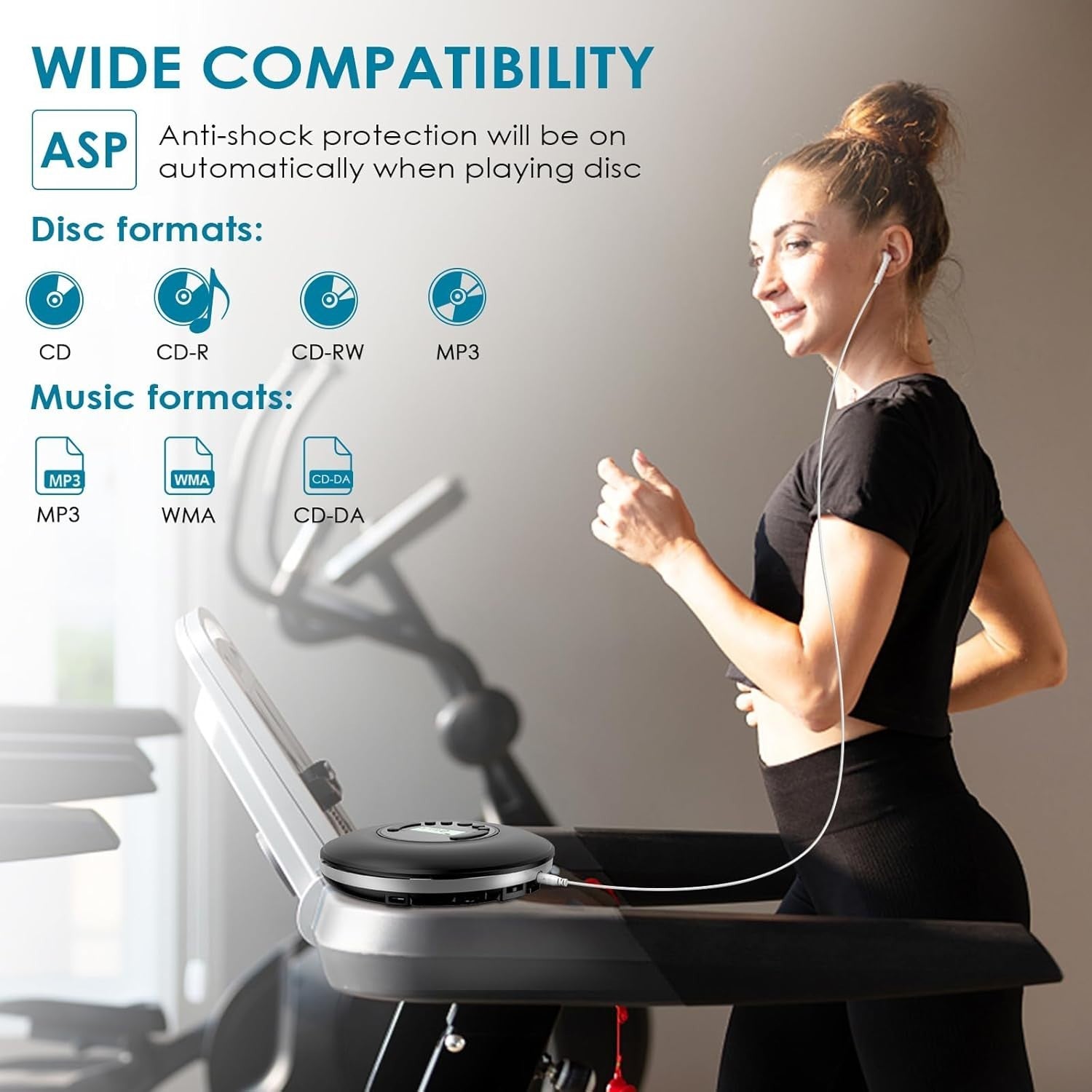 Portable Bluetooth CD Player Discman Anti Skip LCD AUX Headphones