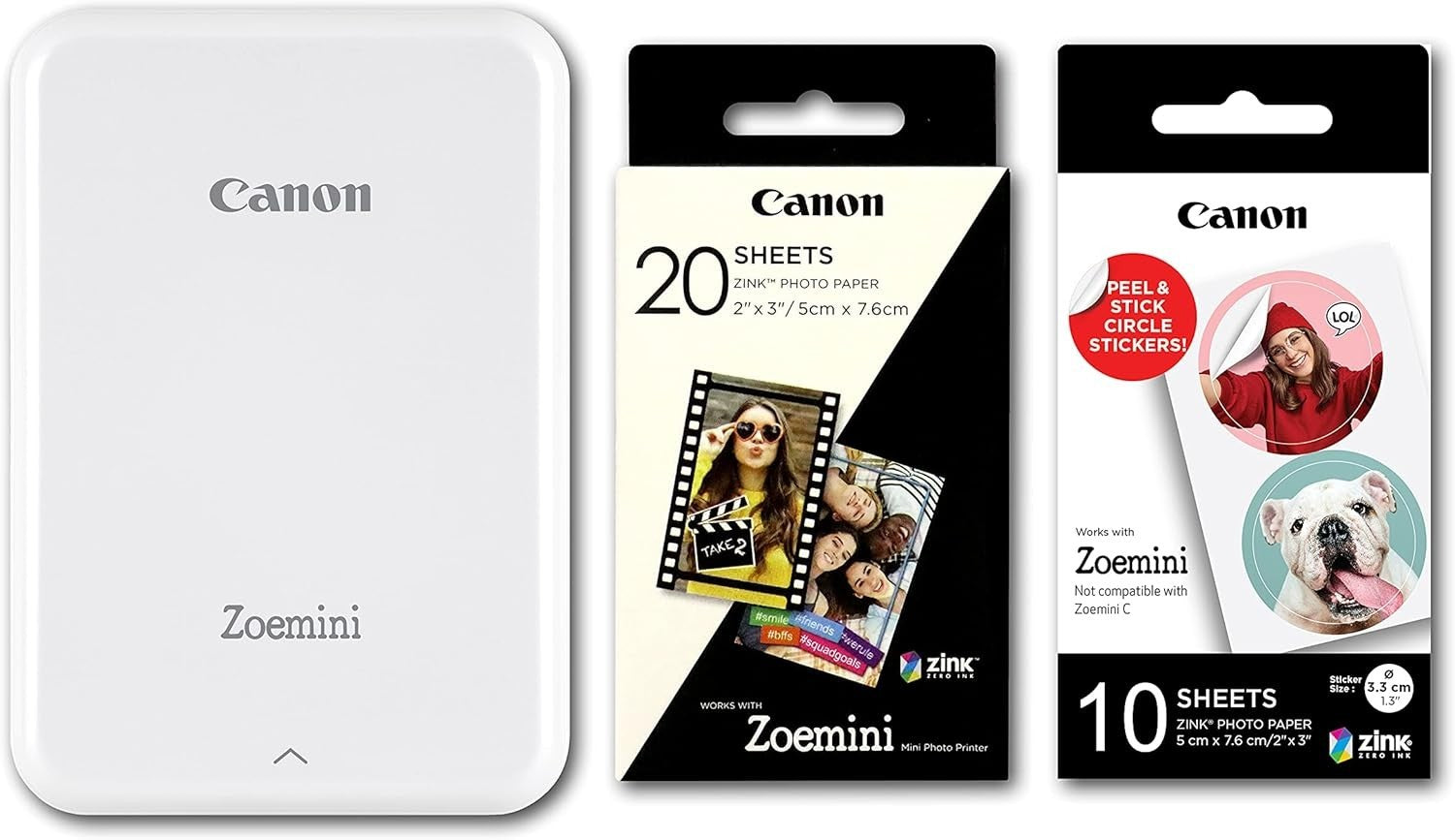 Portable Mini Photo Printer White | Instant 2x3” Prints + Stickers