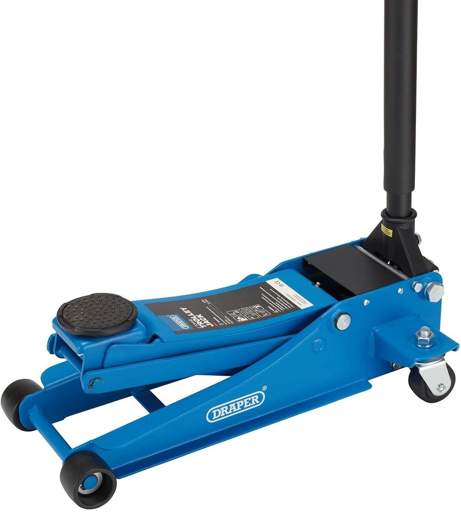 2 Ton Low Profile Trolley Jack Twin Piston Quick Lift 85–430mm Heavy Duty Blue
