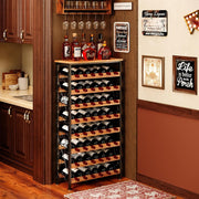 48 Bottle Wine Rack Floor Standing with Wood Top Shelf Rustic 8-Tier Storage