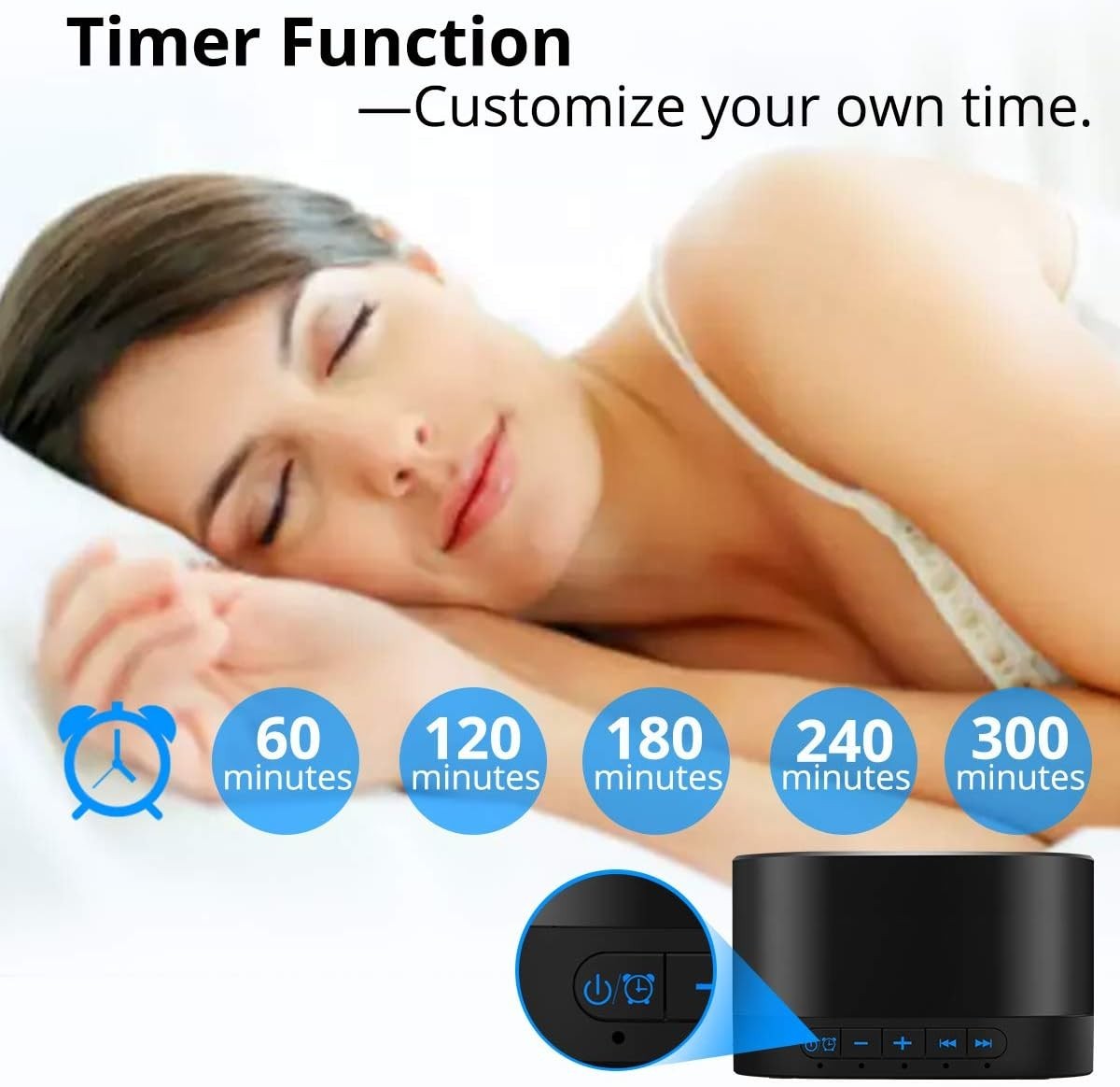 White Noise Sound Machine Non-Looping Sleep Sounds USB Timer Baby Adult