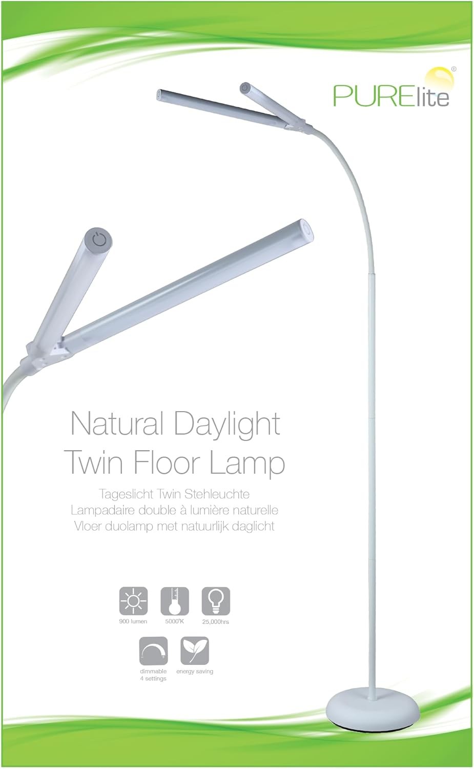Natural Daylight Floor Lamp Twin LED Dimmable Reading Sewing Craft Light